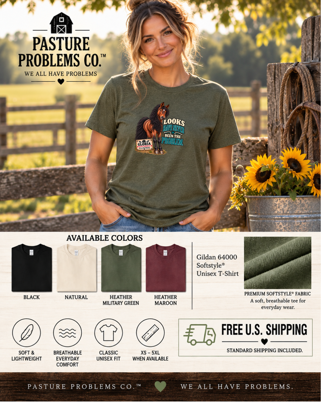 Looks Have Never Been the Problem – Gloria Horse T-Shirt — Gloria horse shirt product image