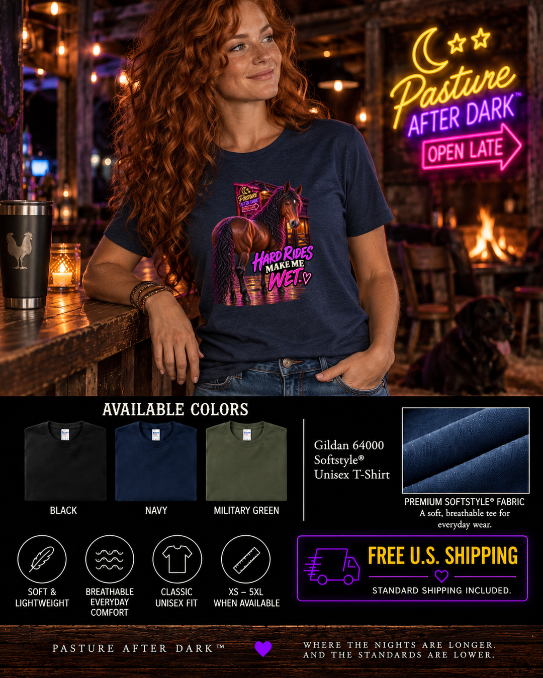 Hard Rides Make Me Wet – Gloria Horse T-Shirt — Gloria horse shirt product image