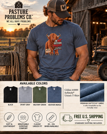 I’m Not Getting Involved — Funny Highland Cow T-Shirt — Waylon Highland cow shirt product image