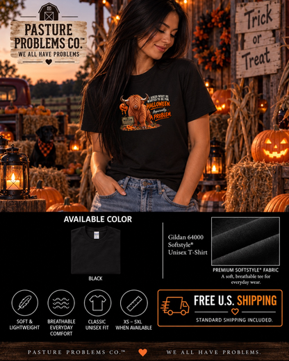 I Asked What He Wanted to Be for Halloween — Funny Highland Cow Halloween T-Shirt — Waylon Highland cow shirt product image