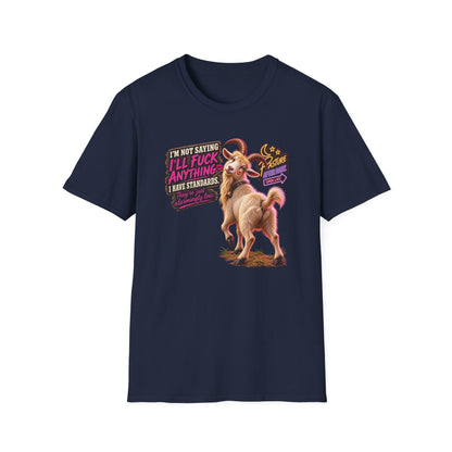 Gary Alarmingly Low Standards adult goat T-shirt