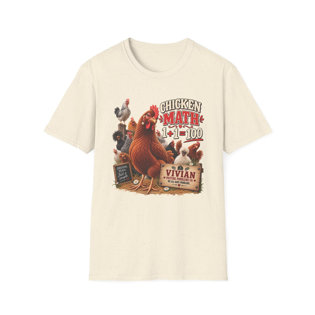 Vivian Chicken Math funny chicken keeper T-shirt