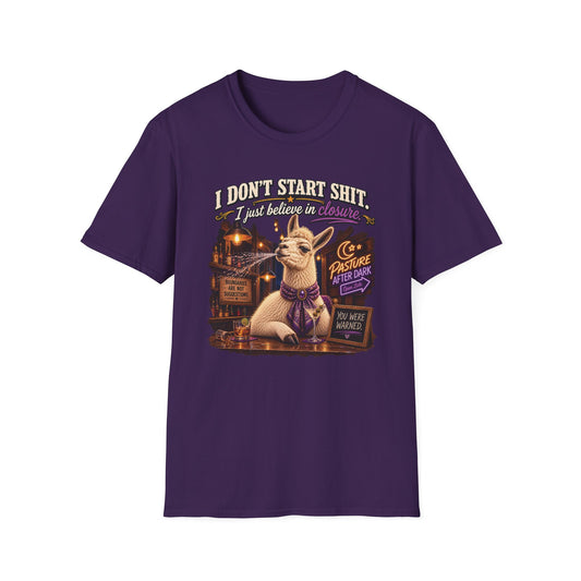 Blanche I Don't Start Shit adult llama T-shirt