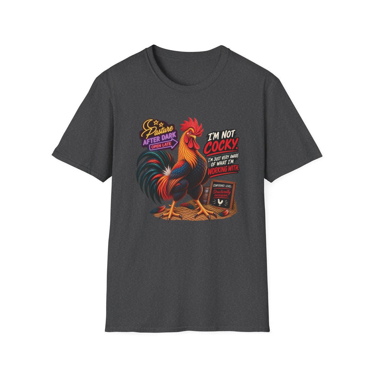 Randy I'm Not Cocky adult rooster shirt product mockup
