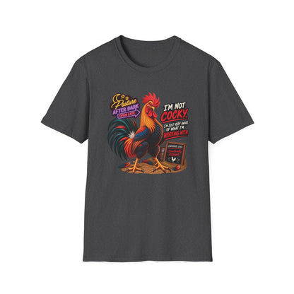 Randy I'm Not Cocky adult rooster shirt product mockup