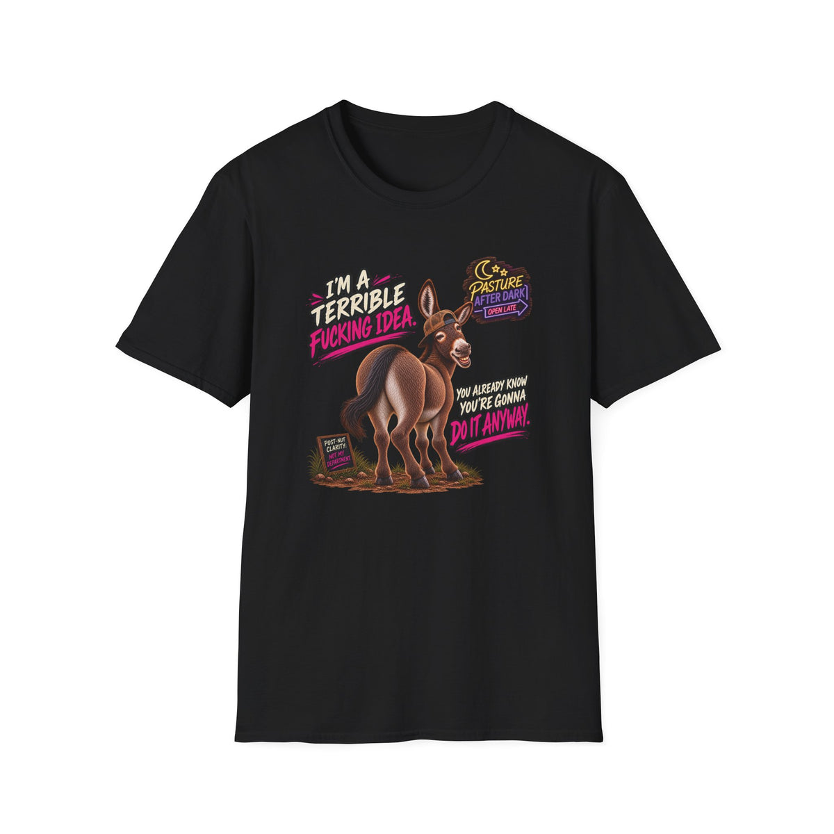 Cletus Terrible Idea adult donkey T-shirt
