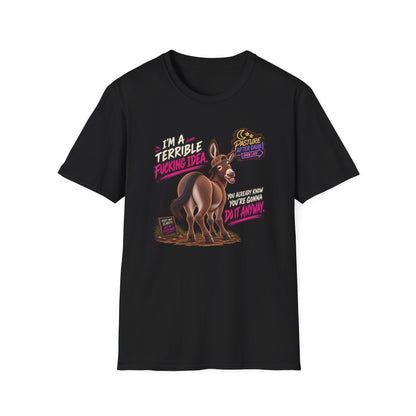 Cletus Terrible Idea adult donkey T-shirt
