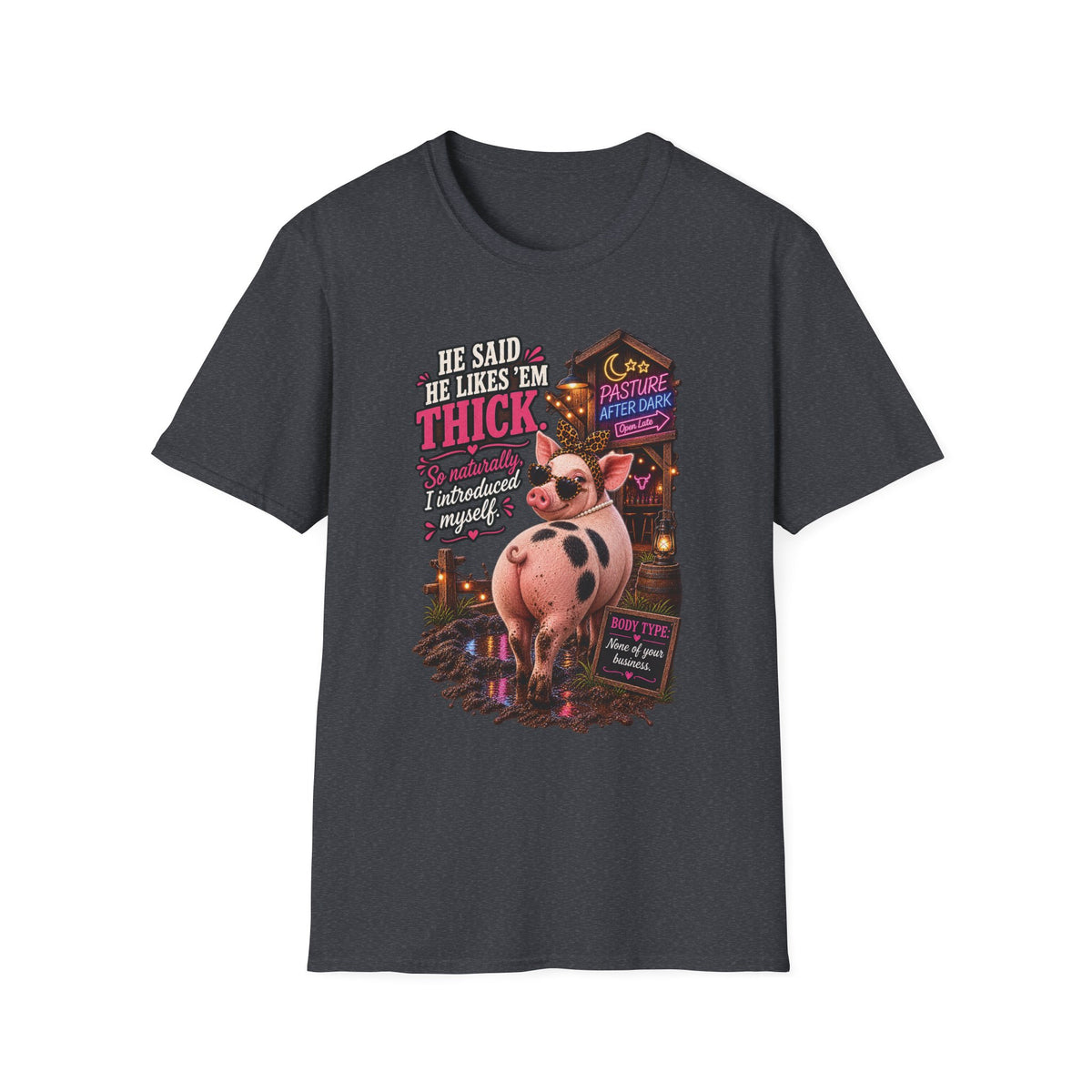 Funny adult pig T-shirt featuring Pearl